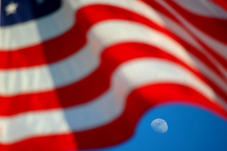 U.S. Flag & Moon by wyntuition