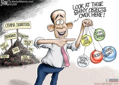 Obama distracts with shinny baubles from real news and issues.