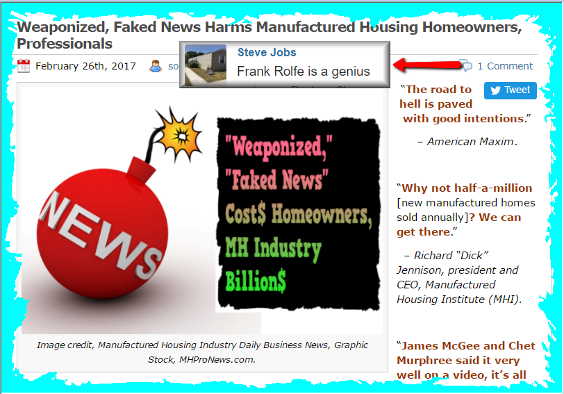 WeaponizedFakeNewsHarmsManufacturedHousingHomeownersProfessionalsMastheadIndustryCommentaryMHProNews