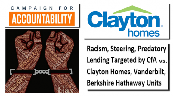 CampaignForAccountabiltyClaytonHomesLogoBerkshireHathawayVanderbiltMortgageRacismSteeringPredatoryLendingDailyBusinessNewsMHProNews720x403-575x322