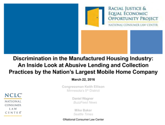 RacialJusticeEqualEconomicOpportunityProjectNationalConsumerLawCenterKeithEllisonD-MN5DanielWagnerBuzzfeedMikeBakerSeattleTimesDiscrminationMHProNews