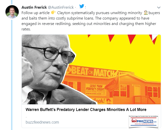 AustinFrerickOpenMarketsAntiTrustAntiMonopolyClaytonHomesWarrenBuffettPredatoryLenderMinoritiesMoreDailyBusinessNewsManufacuredHousingIndustryMHProNews