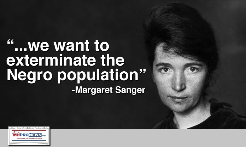 WeWantToElminateNegroPopulationMargaretSangerPicPrepareForChangeQuoteMHProNews