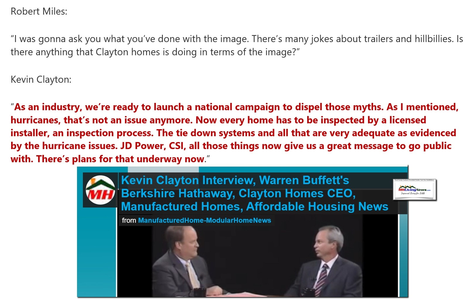 RobertMilesQuestionImageKevinClaytonNationalCampaignQuoteFrom2011MHProNews