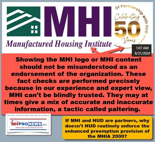 ManufacturedHousingInstituteMHIcelebrating50YearsOfPartnershipWithHUDLogo8.31.2024FactCheckofApparently8.30.2024postedItemBackDatedToLookLikeItAppearedOn8.22.2024