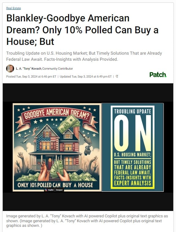 BethanyBlankley- Goodbye American Dream Only 10% Polled Can Buy a House PatchLATonyKovachMHProNews