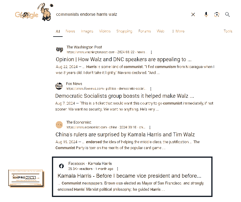 SocialistsMarxistsCommunistsEndorseKamalaHarrisGoogleSearchCollageMHProNews