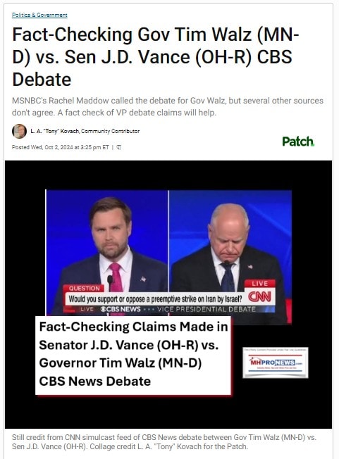 FactCheckingClaimsMadeDuringSenatorJDVanceOH-R-vsGovTimWalzMN-D-CBS-NewsDebate-MHProNews1