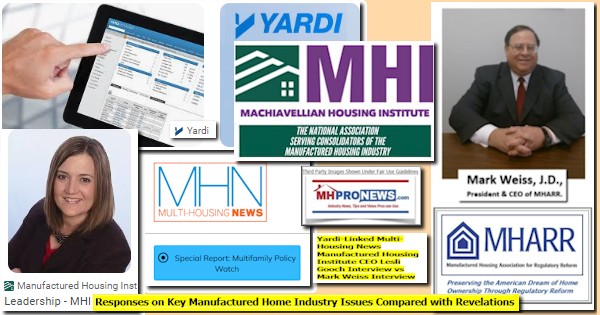 YardiLinkedMultiHousingNewsManufacturedHousingInstCEO.LesliGoochInterviewVsMarkWeissResponsesComparedOnKeyManufacturedHomeIndustryIssuesWithRevelationsMastMHProNews