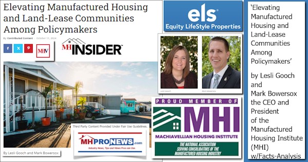 ‘ElevatingManufacturedHousingAndLandLeaseCommunitiesAmongPolicymakersByLesliGoochAndMarkBowersoxTheCEOAndPresidentOfTheManufacturedHousingInstituteMHIwFacts-AnalysisMHProNews