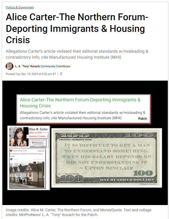 AliceCarterTheNorthernForumDeportingImmigrantsHousingCrisisMHProNewsLATonyKovachThePatchScreenshot 2024-11-24 123847