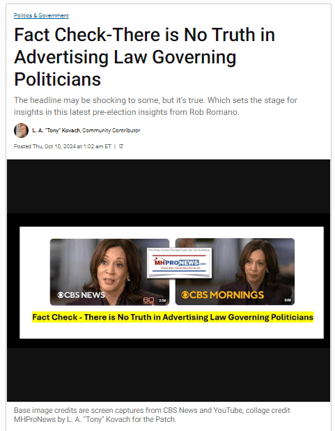 FactCheckThereisNoTruthInAdvertisingLawGoverningPoliticiansPatchScreenshot 2024-11-03 070342MHProNews