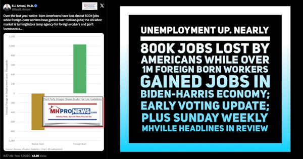 NativeBornAmericansLost873KJobsEJAntoni-WhileForeignBornWorkersGainOver1MJobs11.1.2024MHProNews2