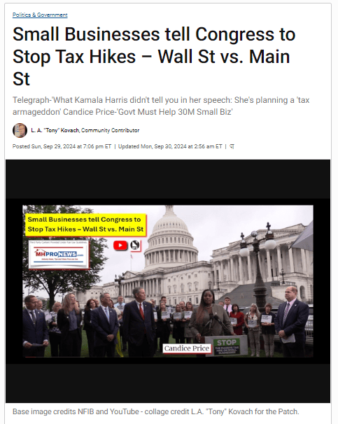 SmallBusinessesTellCongressToStopTaxHikesWallStVsMainStreetPatchScreenshot 2024-11-03 071429MHProNews