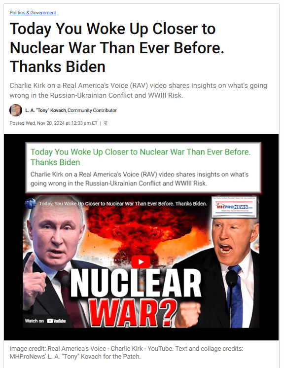 Today You Woke Up Closer to Nuclear War Than Ever Before. Thanks BidenMHProNews'LATonyKovachViaPatch1