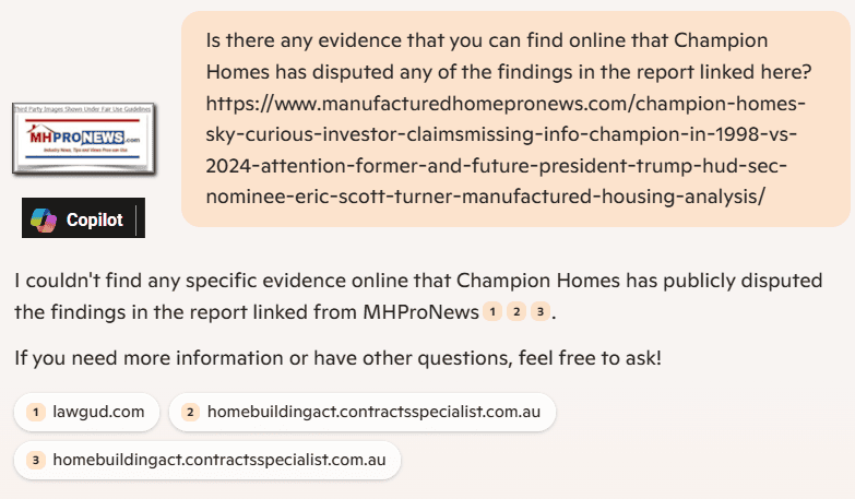 ChampionHomesHasn'tDisputedFindingsResearchOnMHProNewsCopilot12.30.2024