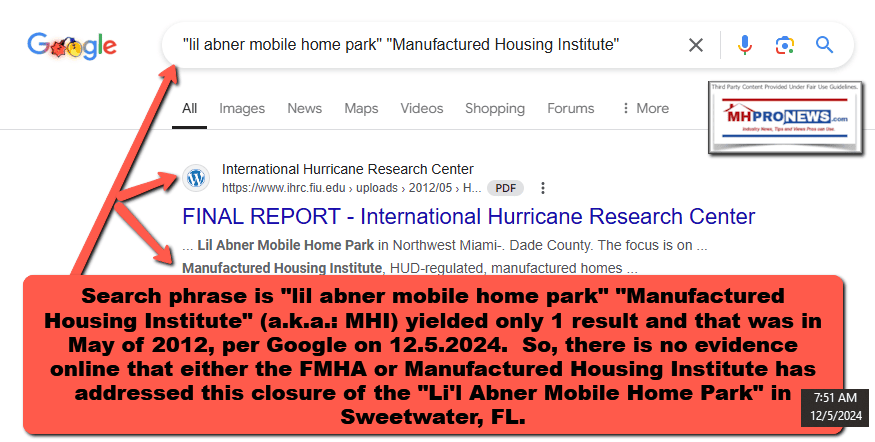 Li'lAbnerMobileHomeParkManufacturedHousingInstituteMHI-GoogleSearchMHProNews