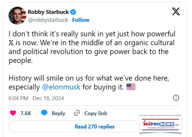 RobbyStarbuck-CulturalShiftDec182024-JustHowPowerfulX.comIsKudosToElonMuskForBuyingIt-StoppedPorkSpendingCR-MHProNews