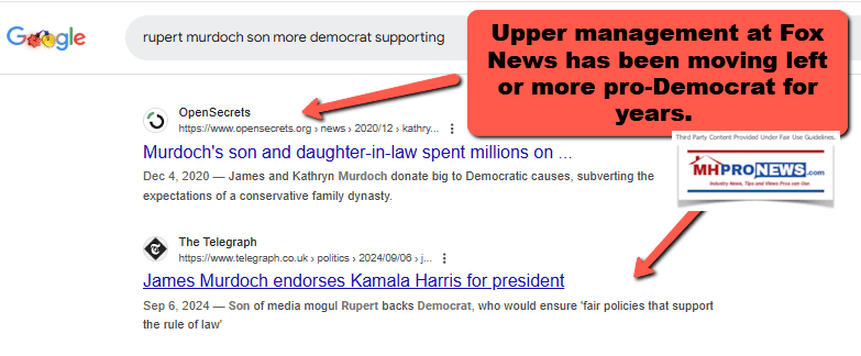 RupertMurdochSonDauInLawProDemocratAtFoxNewsEvidenceArticlesGoogleScreenShotMHProNews