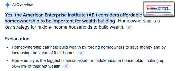 AmericanEnterpriseInstituteAEI-HousingCenter-AffordableHomeOwnershipImportantForWealthBuildingMHProNewsFactCheckGoogleGemini