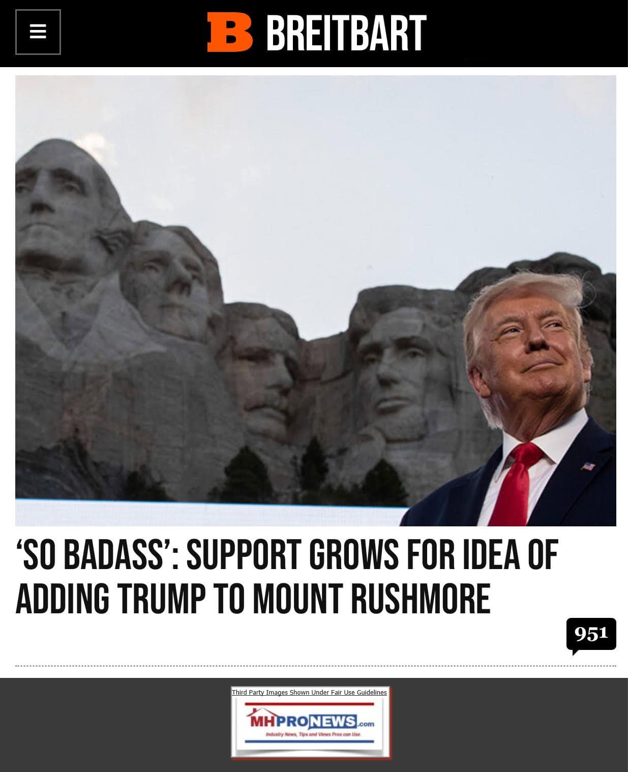 Breitbart‘SoBadass’SupportGrowsForIdeaOfAddingTrumpToMountRushmoreMHProNews