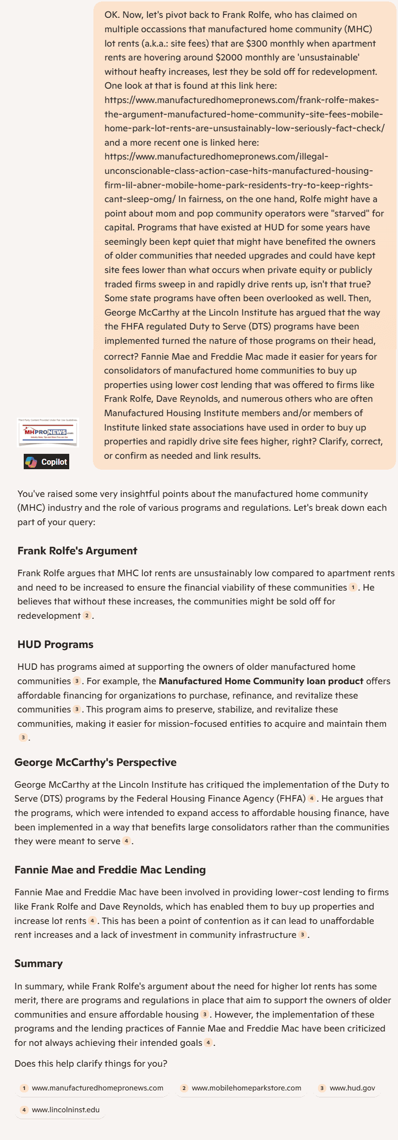 CopilotQ-A-FrankRolfeHUD-FHFA-MHProNewsFactCheckOnRolfeClaimsOnSupposedNecessityForGettingMuchHigherLotRents