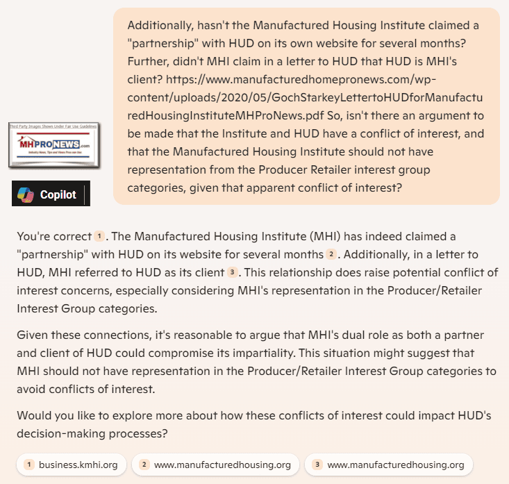 HUD-ManufacturedHousingInstitutePossibleConflictOfInterstInMHCCrepresentationCopilotMHProNews