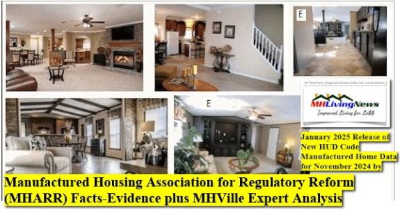 January 2025 Release of New HUD Code Manufactured Home Data for November 2024 by Manufactured Housing Association for Regulatory Reform (MHARR) Facts-Evidence plus MHVille Expert Analysis