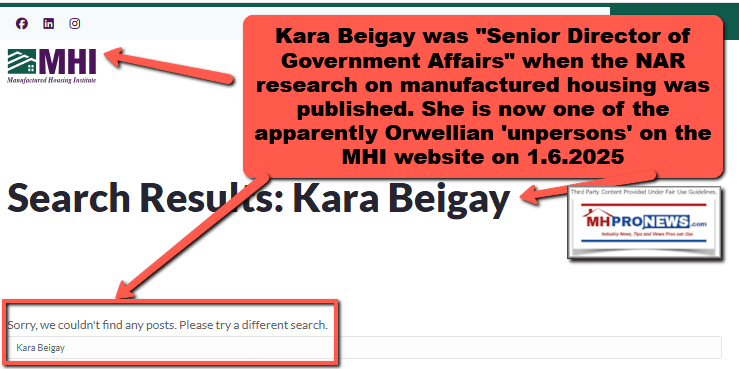 KaraBeigayWasSeniorDirectorOfGovernmentAffairsManufacturedHousingInstituteMHProNewsFactCheckOfMHIwebsite