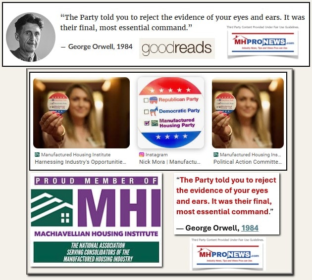 ThePartyToldYouToRejectTheEvidenceOfYourEyesAndEarsItWasthereFinalMostEssentialCommandGeorgeOrwell1984QuoteManufacturedHousingInstituteMHProNews