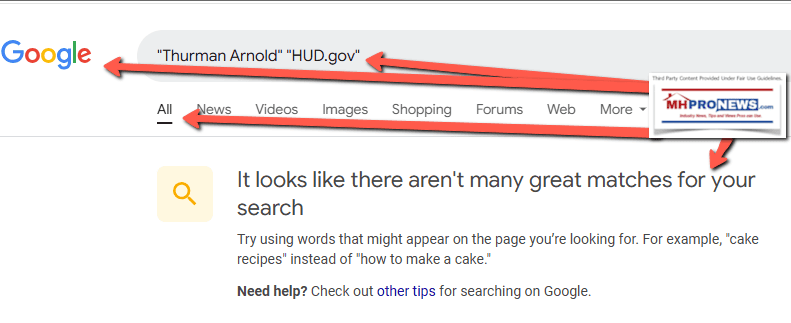 ThurmanArnoldHUD.govWebsiteSearchManufacturedHomeProNewsMHProNewsFactCheckGoogleSearchScreenshot 2025-01-12 004300