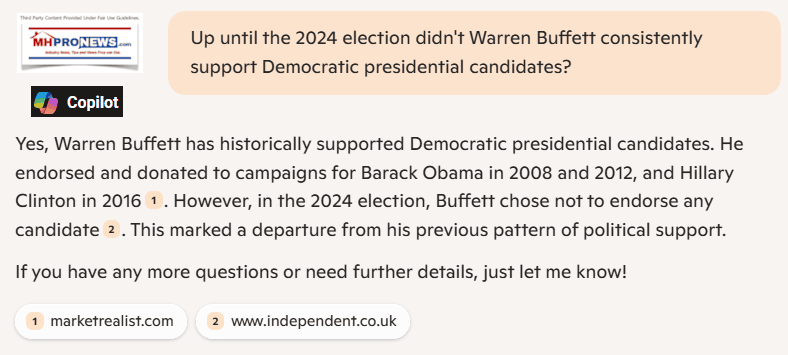 WarrenBuffettSupportedDemocraticPresidentialCandidatesInMuchof21stCenturyUntil2024ElectionCycleNoFormalSupportOfKamalaHarris-CopilotMHProNews