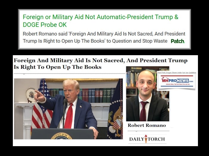 ForeignOrMilitaryAidNotAutomaticPresidentTrumpDOGEProbeOK-RobertRomanoSaidForeignAndMilitaryAidIsNotSacredAndPresidentTrumpIsRightToOpenUpTheBooksToQuestionAndStopWastePatch