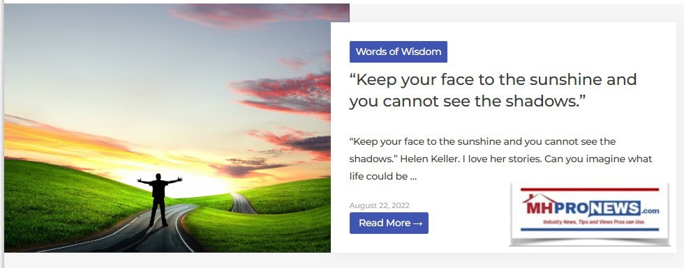 KeepYourFaceToTheSunshineYouCannotSeeTheShadowsHelenKellerQuoteTimConnorWordsOfWisdomMHProNews