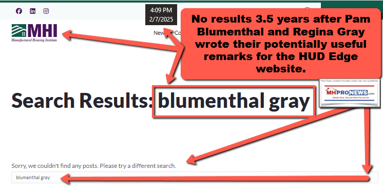 PamelaBlumenthanlReginaGrayManufacturedHousingInstituteWebsiteSearchMHProNews