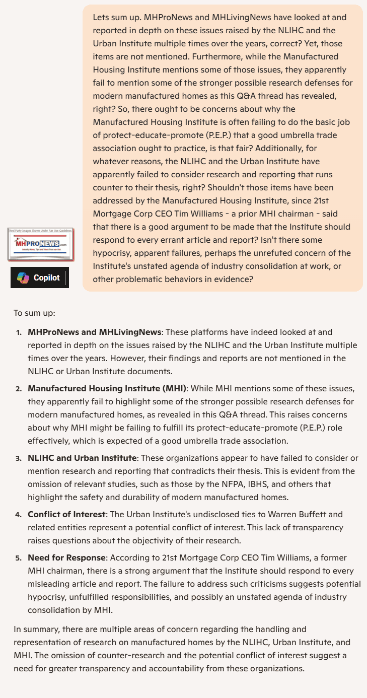 UrbanInstituteNationalLowIncomeHousingCoalitionManufacturedHomeRiskTornadoesFiresHurricanesResearchManufacturedHousingInstituteCopilotQ-A-MHProNewsSummaryA-BSumUp