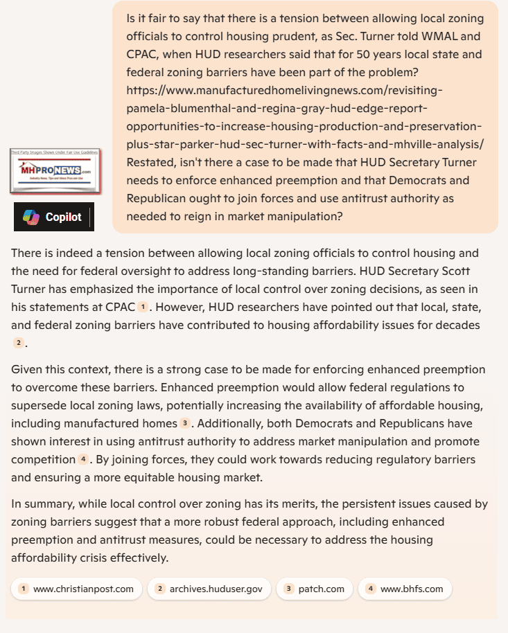 CopilotQ-A-HUD-SecTurnerTensionBetweenLocalOfficialsAndHistoryOfZoningDiscriminationIncludingManufacturedHomesMHProNews