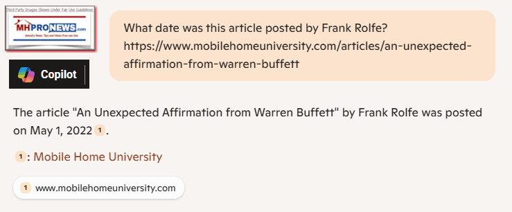 FrankRolfe-AnUnexpectedAffirmationByWarrenBuffett-MobileHomeUniversityByCopilot-MHProNewsQ-A-FactCheckChatThread