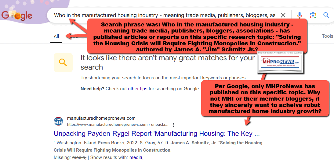 'SolvingTheHousingCrisisWillRequireFightingMonopoliesInConstruction'JamesASchmitzJrMinneapolisFederalReserveGoogleSearchOnlyResultIsMHProNewsOn3.20.2025