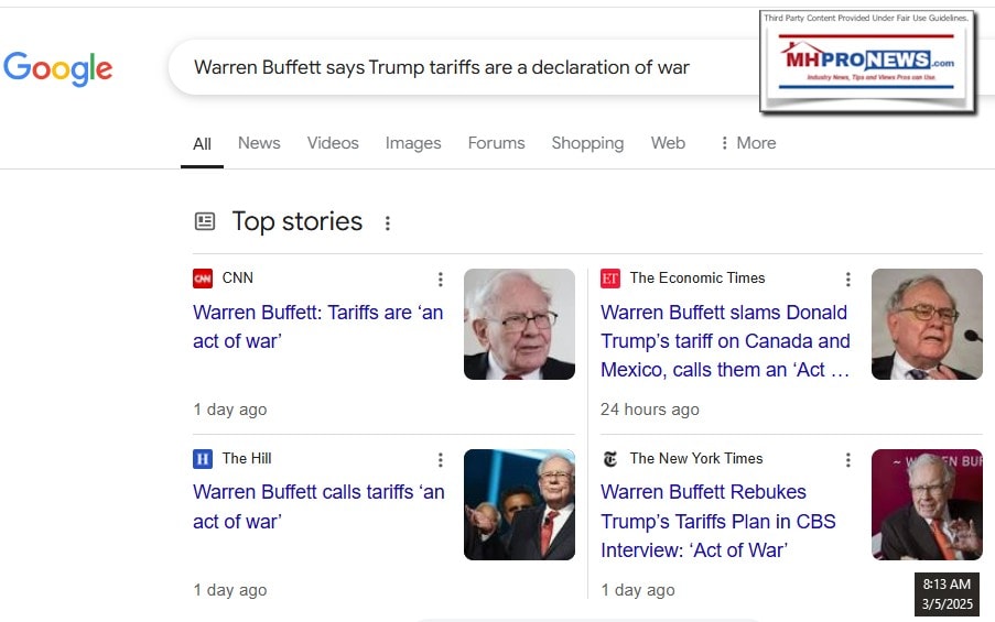 WarrenBuffettHeadlinesWhenBuffettSaid-POTUS-TrumpTariffsAreAnActOfWarHeadlinesMHProNews